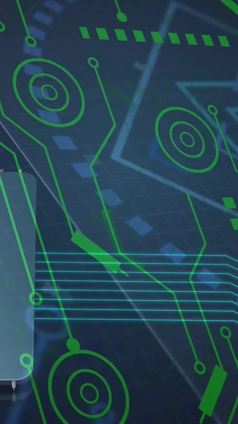 Animation of computer circuit board with data processing Stock Footage 343609122