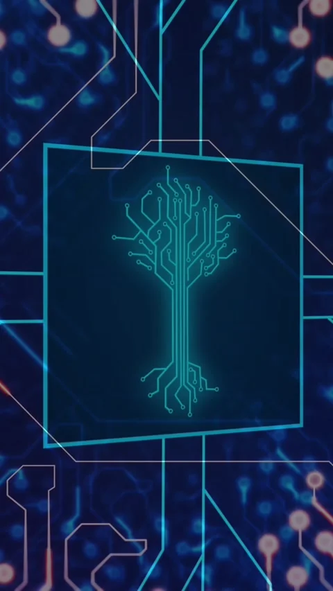 Animation of computer circuit board with data processing Stock Footage 343640996