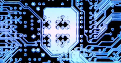 Animation of computer circuit board. Details of mainboard with microelectronics Stock Footage 270554646