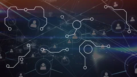 Animation of computer circuit board elements and network of connections with Stock Footage 329563224