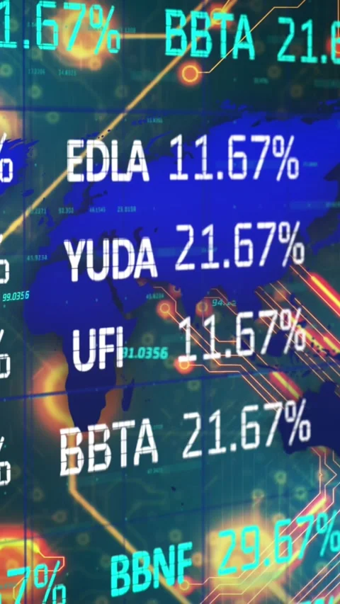 Animation of computer circuit board with financial data processing Stock Footage 343609104