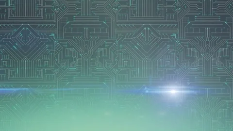 Animation of computer circuit board with glowing lights and data processing Stock Footage 327592436