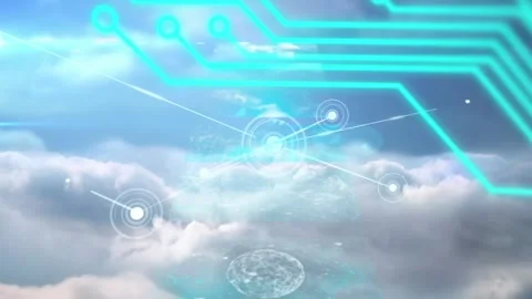 Animation of computer circuit board with network of connections and data Stock Footage 328648316