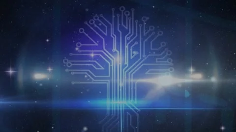 Animation of computer circuit board, network of connections with glowing spots Stock Footage 329362293