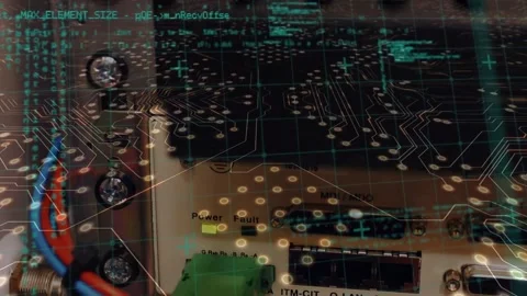 Animation of computer circuit board over data processing and server Stock Footage 327642485