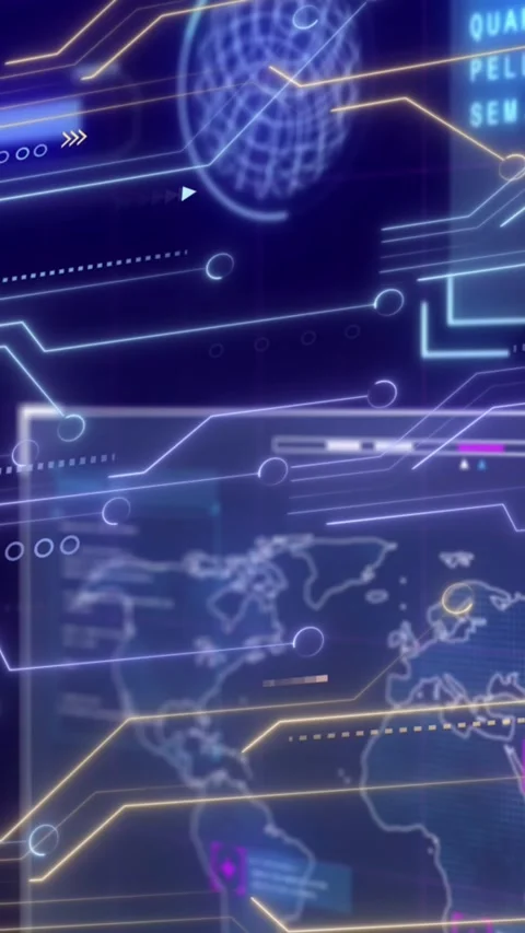 Animation of computer circuit board over data processing on black background Stock Footage 342676735