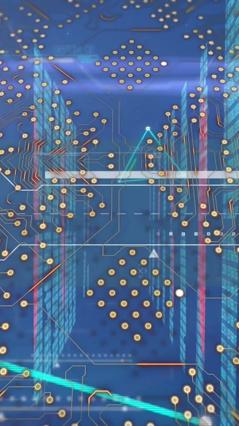 Animation of computer circuit board over data processing Stock Footage 342996392
