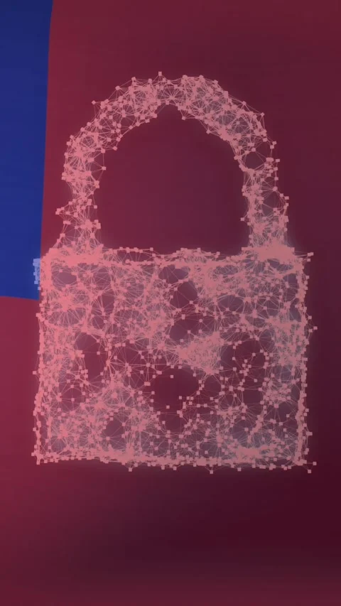 Animation of computer circuit board with padlock and flag of taiwan Stock Footage 343640984