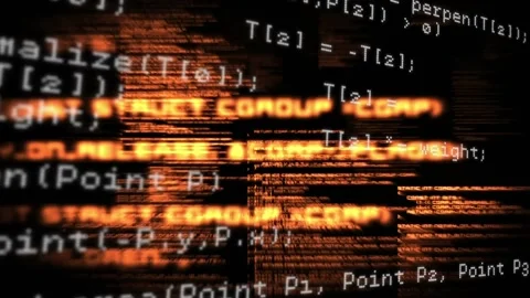 Animation of computer code processing on black and orange background Stock Footage 172332043