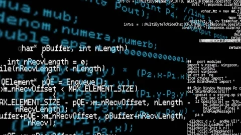 Animation of computer code processing on black background Stock Footage 329361238