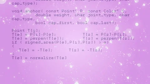 Animation of computer code on sparkling pink background with white stars Stock Footage 303491939