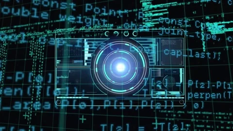 Animation of computer connected navy data processing on black background Stock Footage 329968124