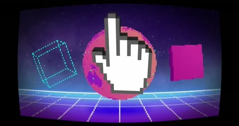 Animation of computer cursor over shapes on screen Stock Footage 243299863