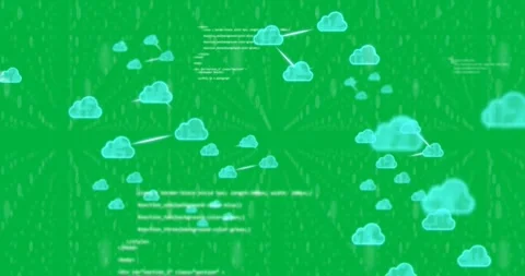 Animation of computer data processing and clouds on transparent background Stock Footage 318123074