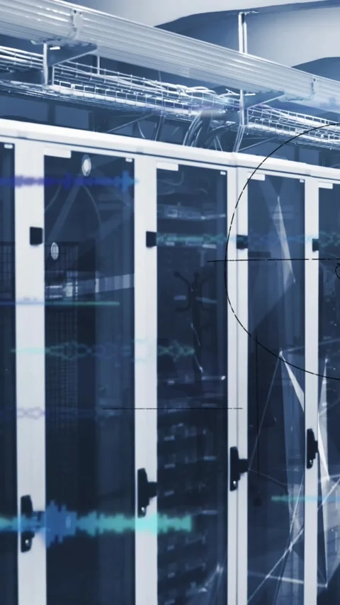 Animation of computer data processing over computer servers 動画素材 321625464