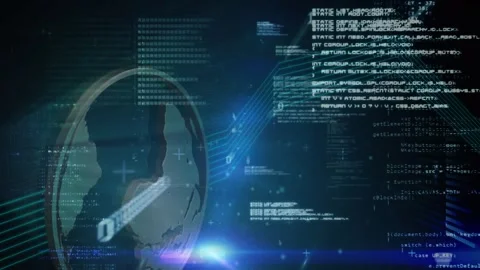 Animation of computer data processing over globe Stock Footage 327644868