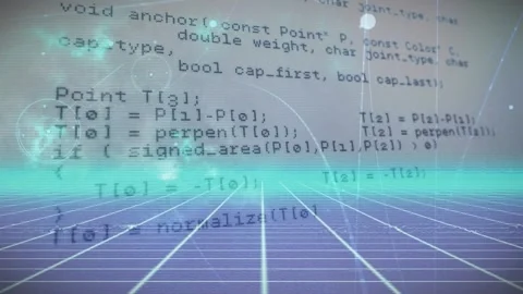 Animation of computer data processing over grid on purple and blue background Vídeos de archivo 328711420