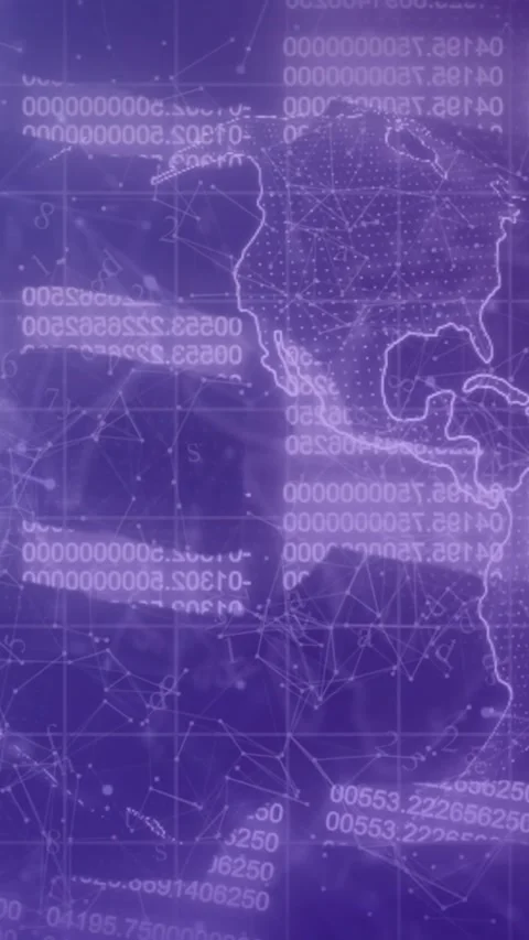 Animation of computer data processing over globe and chains Stock Footage 344525230