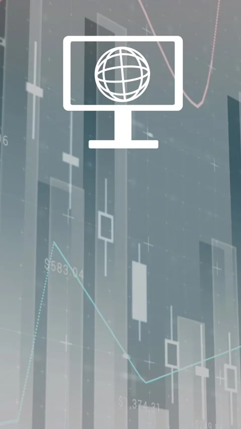 Animation of computer with globe and envelope icons over data processing Stock Footage 343608657