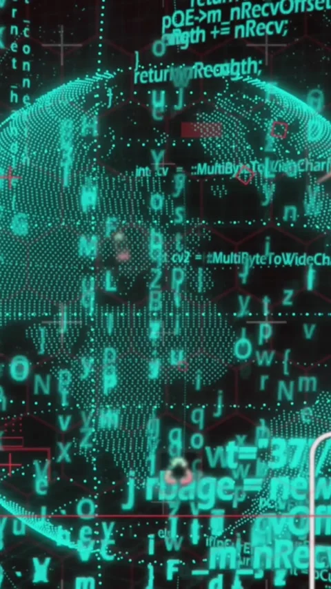 Animation of computer icons over computer language against globe on black Stock Footage 321172119