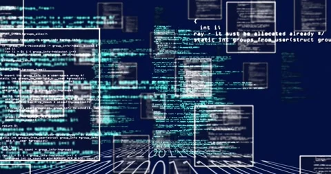 Animation of computer language and binary codes over black background Stock Footage 249324414