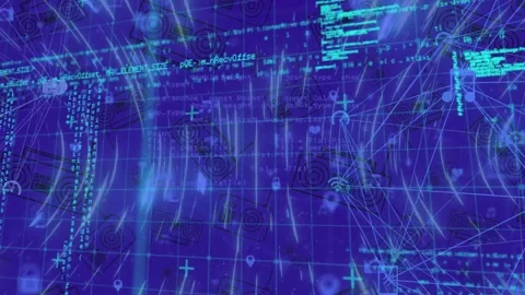 Animation of computer language and circular pattern against abstract background Stock Footage 257103463