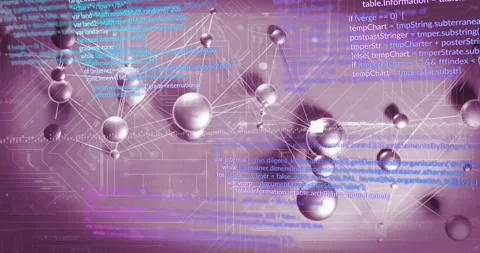 Animation of computer language and connected circles over circuit board pattern Stock Footage 247316765