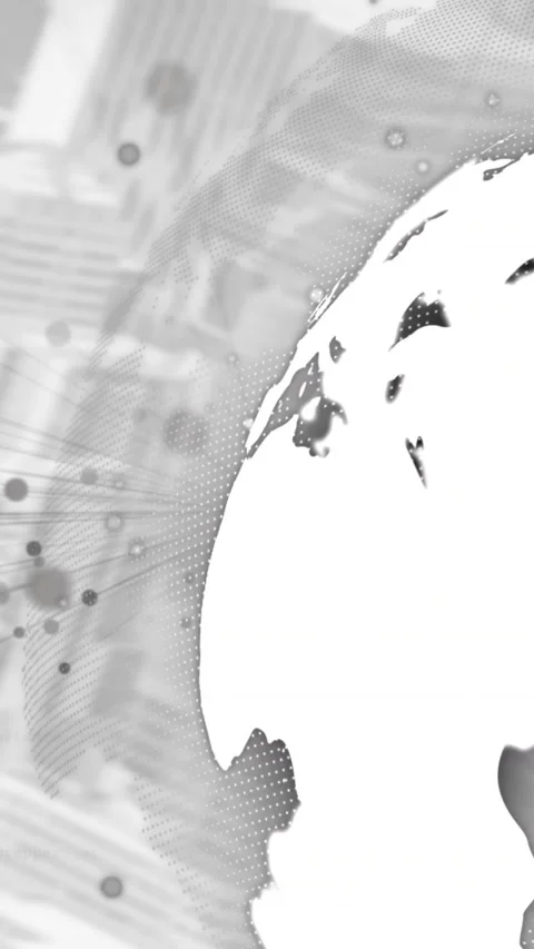 Animation of computer language and dots over globe against modern city in Stock Footage 321172124