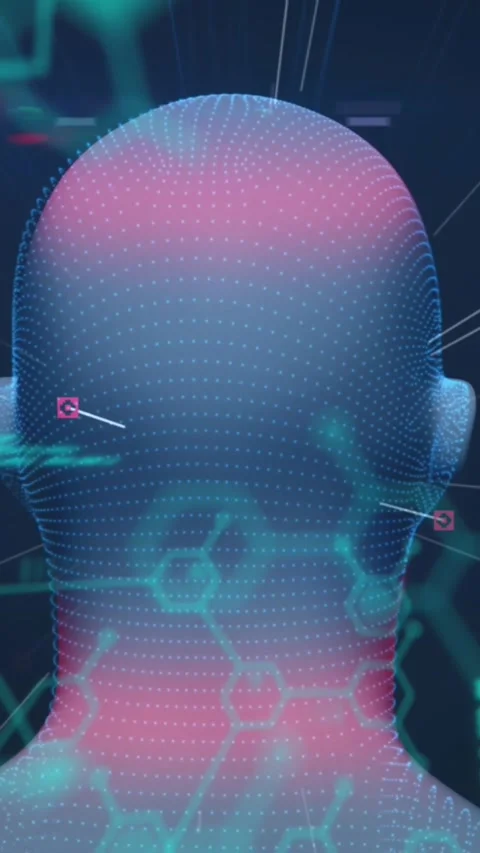 Animation of computer language and human representation and molecule structures Stock Footage 321039309