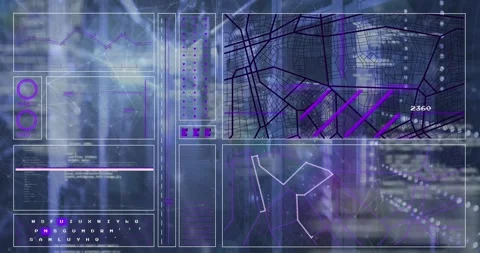 Animation of computer language, connected dots, navigation pattern against Stock Footage 242024969