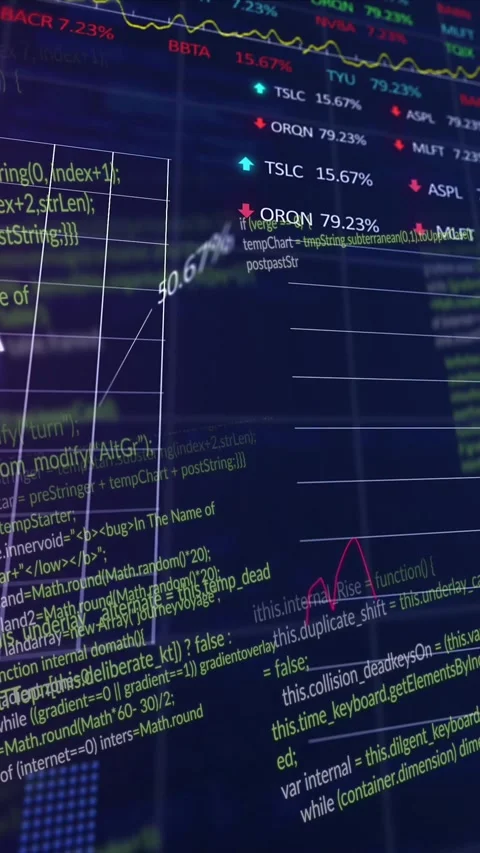 Animation of computer language, graphs and trading boards over black background Stock Footage 344774910