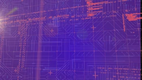 Animation of computer language with grid patterns moving over graphical Stock Footage 327127128