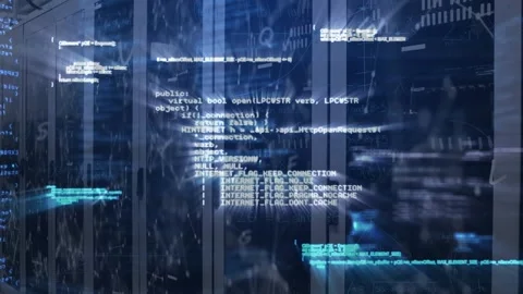 Animation of computer language, letters and connected dots forming shape against Stock Footage 326886164