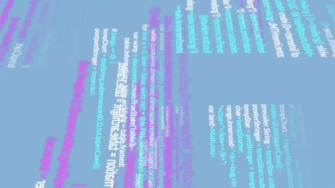 Animation of computer language moving on blue background Stock Footage 314120786