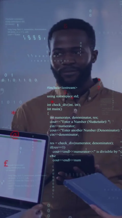 Animation of computer language over diverse coworkers standing and sharing ideas Stock Footage 323578837