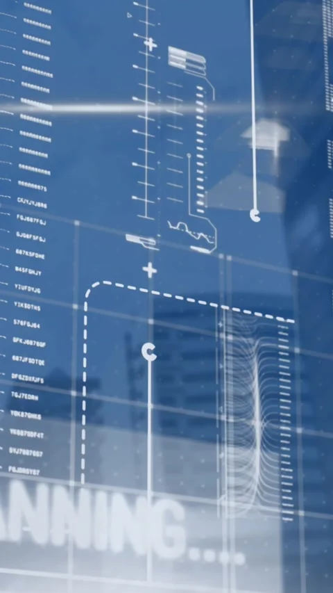 Animation of computer language over loading bars, map, graph, texts over low Stock Footage 321513434