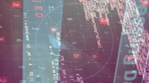 Animation of computer language over multiple texts, symbol, letters, numbers Stock Footage 312394900