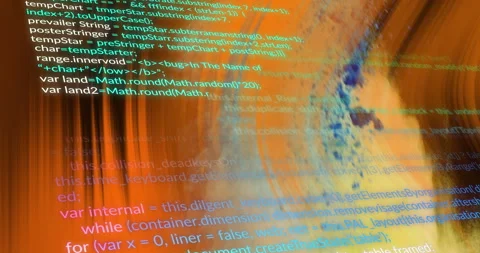 Animation of computer language over waves against abstract background Stock Footage 310978535