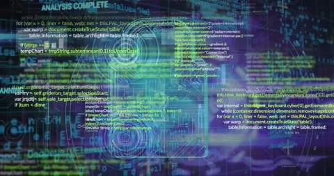 Animation of computer languages and digital lock over grid background Stock Footage 330052549