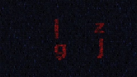 Animation of computer monitor screen source code and text VIRUS sign warning Stock Footage 77278929