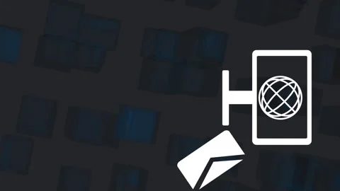 Animation of computer networking icons over 3d shapes in seamless pattern Stock Footage 312620741