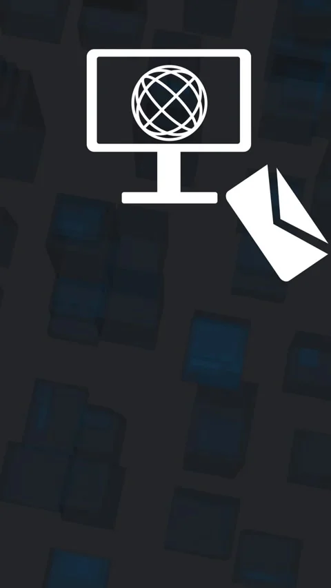 Animation of computer networking icons over 3d shapes in seamless pattern Stock Footage 321111366