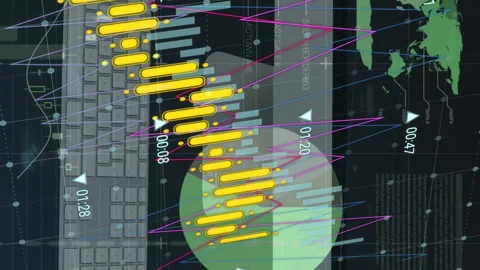 Animation of computer over data processing Stock Footage 312696008