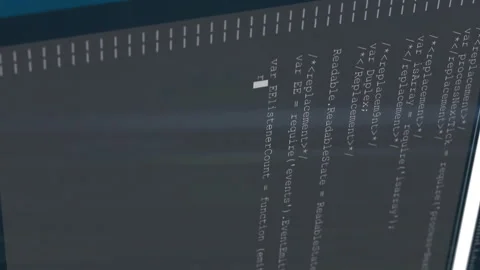 Animation on computer screen with reflection of person in background Stock Footage 314617154