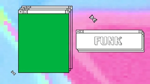 Animation of computer screen windows and funk text on colorful background Stock Footage 325420495
