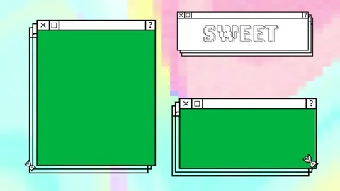 Animation of computer screen windows and sweet text on colorful background Stock Footage 325484734