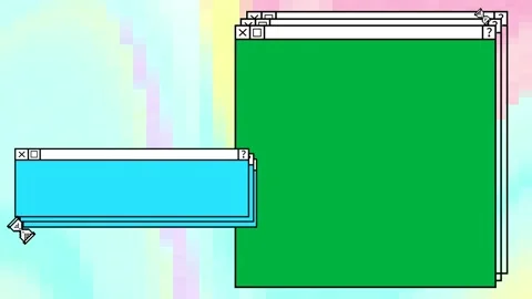 Animation of computer screen windows on colorful background Stock Footage 347298247