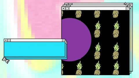 Animation of computer screens over neon pattern background Stock Footage 265566763