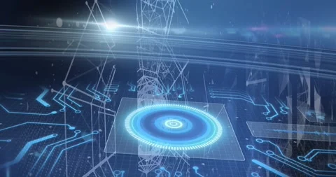 Animation of computing data processing over circuit board Video stock 328090455