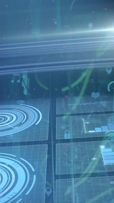 Animation of computing data processing over screens 스톡 동영상 342005362